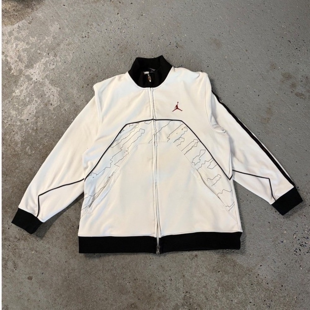 Vintage Y2K Jordan Brand XX2‎ White Black Full Zip Track Jacket Lg Jumpman Logo